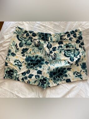 LOFT Teal, Dark Green and Gold Floral Shorts size 12